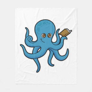 Octopus with Book Fleece Blanket