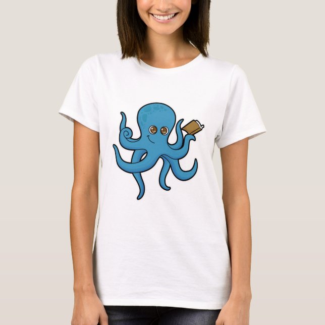 Octopus with Book T-Shirt (Front)
