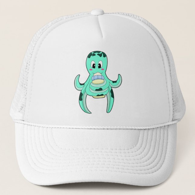 Octopus with Bottle of Milk Trucker Hat (Front)