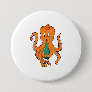 Octopus with Bottle.PNG 3 Inch Round Button