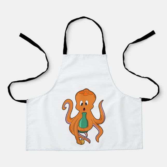 Octopus with Bottle.PNG Apron (Front)