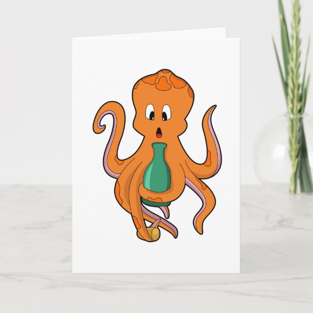 Octopus with Bottle.PNG Card (Front)