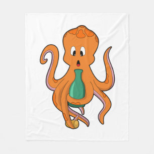 Octopus with Bottle.PNG Fleece Blanket