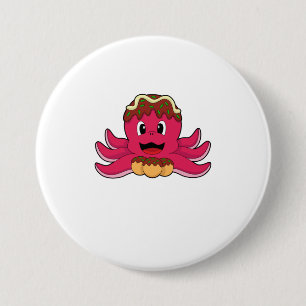 Octopus with Cake 3 Inch Round Button
