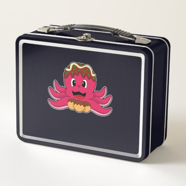 Octopus with Cake Metal Lunch Box (Front)