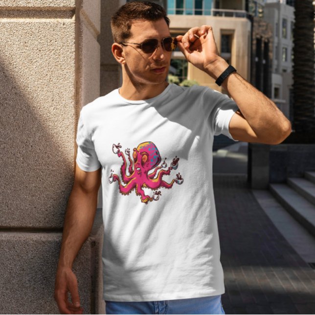 Octopus With Coffee Cups T-Shirt (Creator Uploaded)