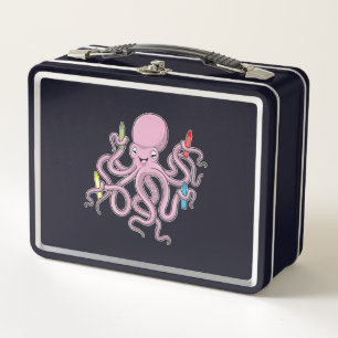 Octopus with Crayon Metal Lunch Box