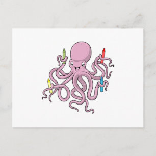 Octopus with Crayon Postcard