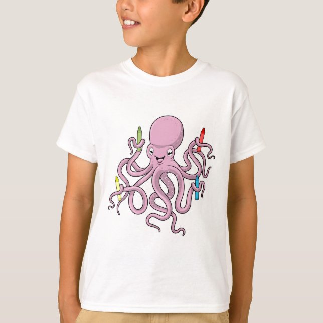 Octopus with Crayon T-Shirt (Front)