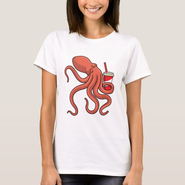 Octopus with Drink T-Shirt (Front)