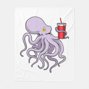 Octopus with Drinking mug Fleece Blanket
