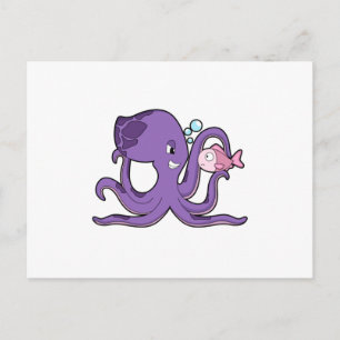 Octopus with Fish.PNG Postcard