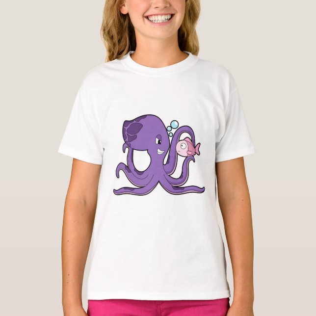 Octopus with Fish.PNG T-Shirt (Front)