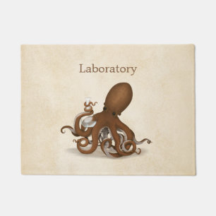 Octopus With Glass Flask Steampunk Laboratory Door Doormat
