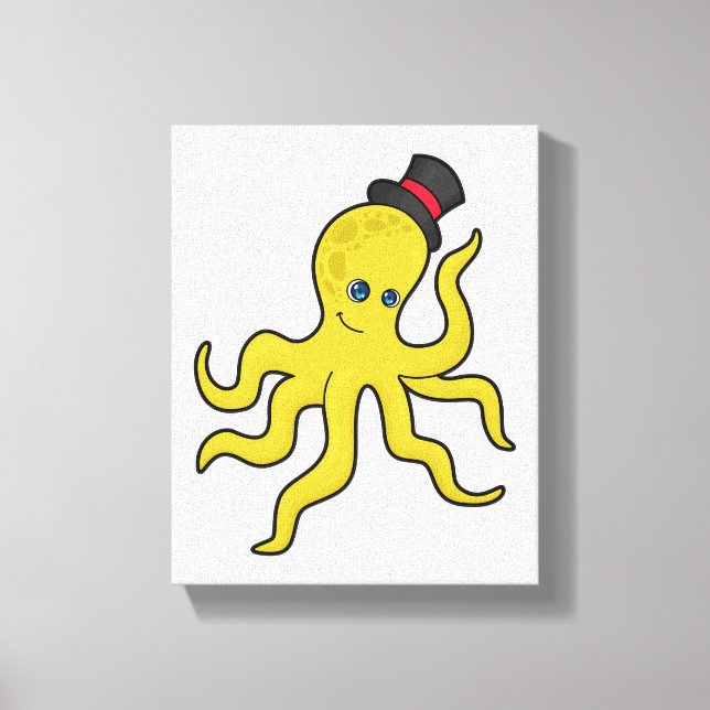 Octopus with Hat Canvas Print (Front)