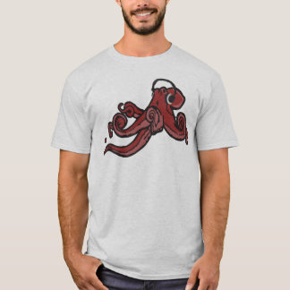 Octopus With Headphones Fun DJ Graphic T Shirt