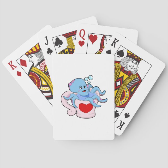 Octopus with Heart Cup.PNG Playing Cards (Back)