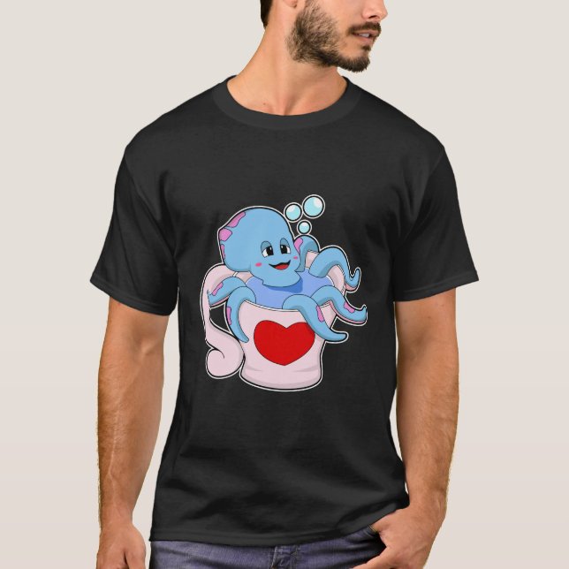 Octopus with Heart Cup.PNG T-Shirt (Front)