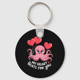 Octopus With Heart Lloons My Heart Beats For You V Keychain