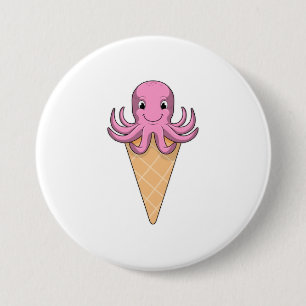 Octopus with Ice cream cone 3 Inch Round Button