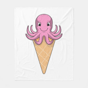 Octopus with Ice cream cone Fleece Blanket