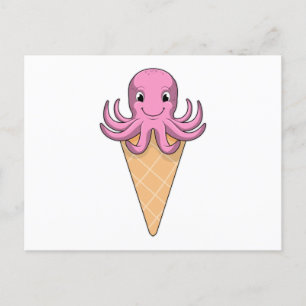 Octopus with Ice cream cone Postcard