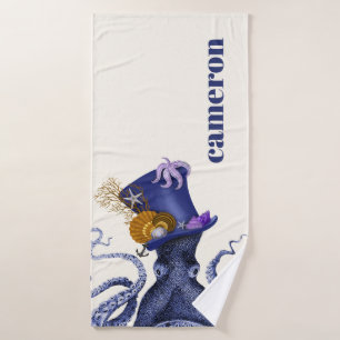 Octopus with Nautical Hat Bath Towel