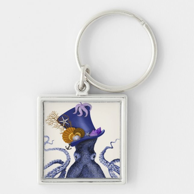 Octopus with Nautical Hat Keychain (Front)