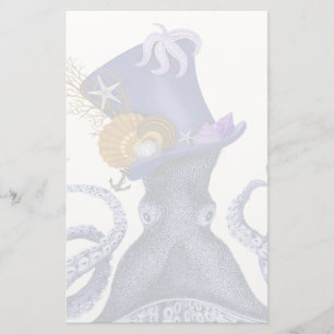 Octopus with Nautical Hat Stationery