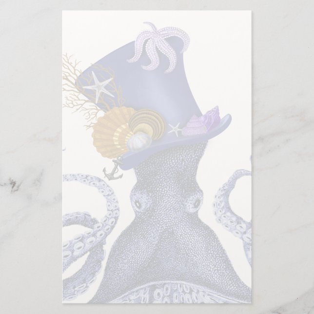 Octopus with Nautical Hat Stationery (Front)