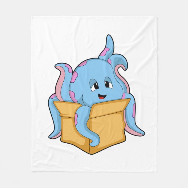 Octopus with Packet.PNG Fleece Blanket (Front)