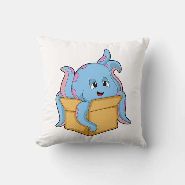 Octopus with Packet.PNG Throw Pillow (Front)