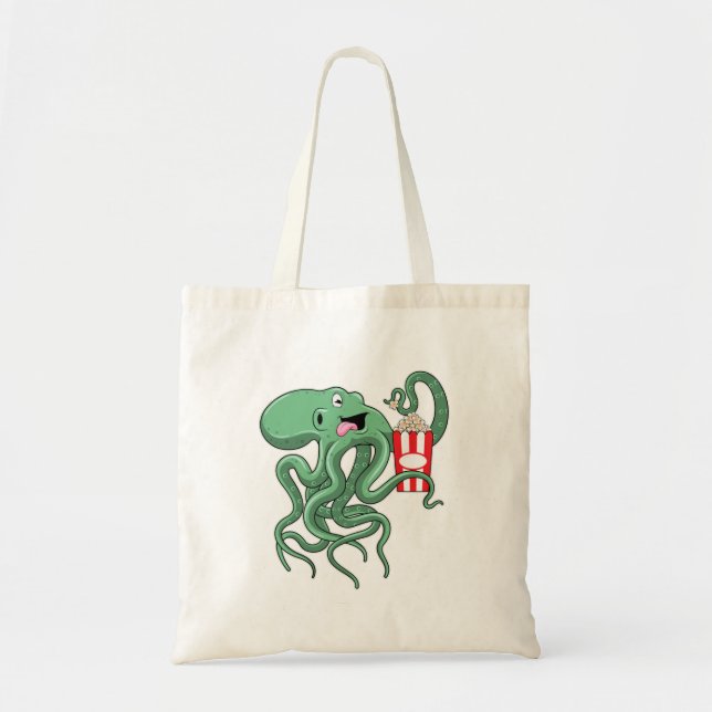 Octopus with Popcorn Tote Bag (Front)
