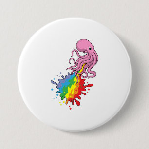 Octopus with Rainbow 3 Inch Round Button