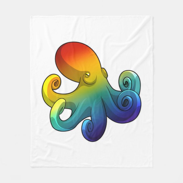 Octopus with Rainbow Fleece Blanket (Front)