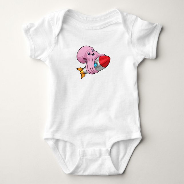Octopus with Rocket Baby Bodysuit (Front)