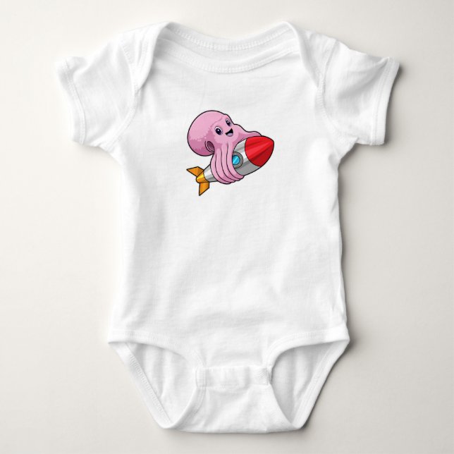 Octopus with Rocket Baby Bodysuit (Front)