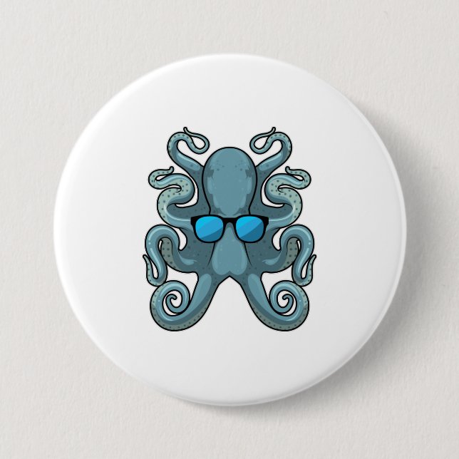 Octopus with Sunglasses 3 Inch Round Button (Front)