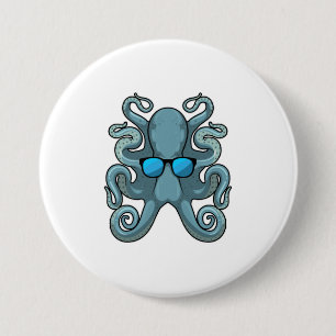 Octopus with Sunglasses 3 Inch Round Button