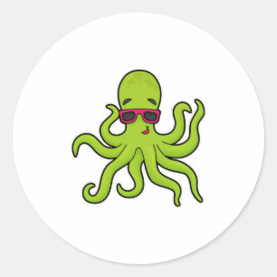 Octopus with Sunglasses Classic Round Sticker
