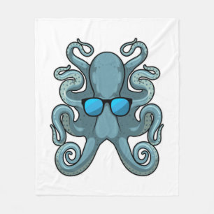 Octopus with Sunglasses Fleece Blanket