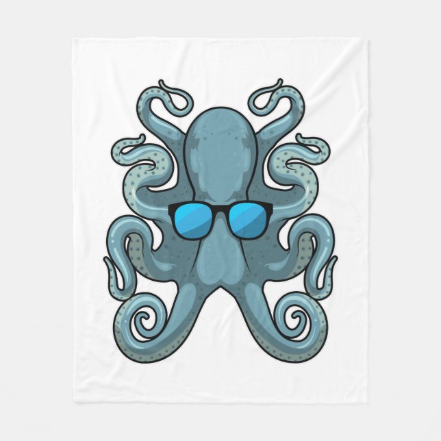 Octopus with Sunglasses Fleece Blanket (Front)