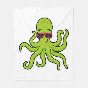 Octopus with Sunglasses Fleece Blanket