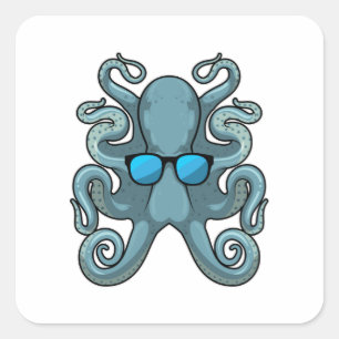 Octopus with Sunglasses Square Sticker