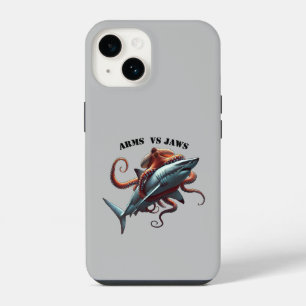 Octopus Wrapped Around a Great White Shark URM iPhone 14 Case