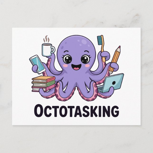 Octotasking Creature in Multitask Mode Postcard (Front)