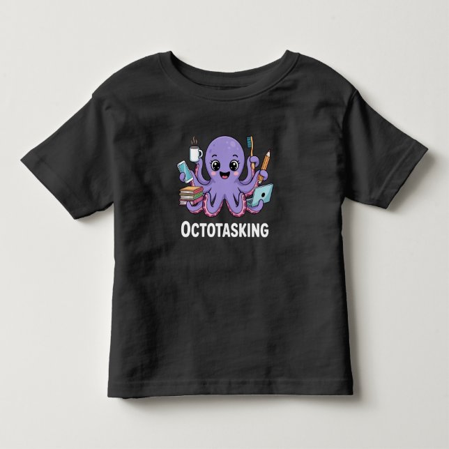 Octotasking Creature in Multitask Mode Toddler T-shirt (Front)
