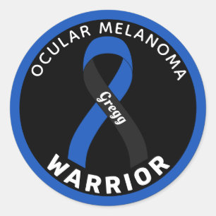 Ocular Melanoma Warrior Ribbon White Round Sticker