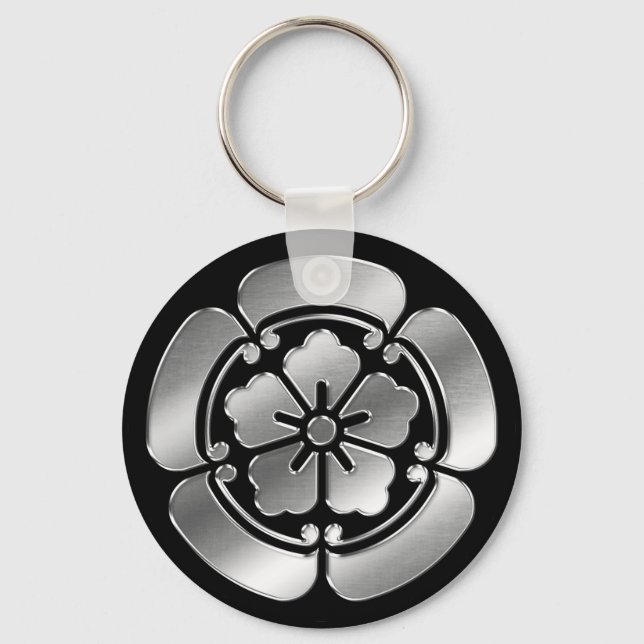 Oda Clan Kamon Silver Chrome Keychain (Front)
