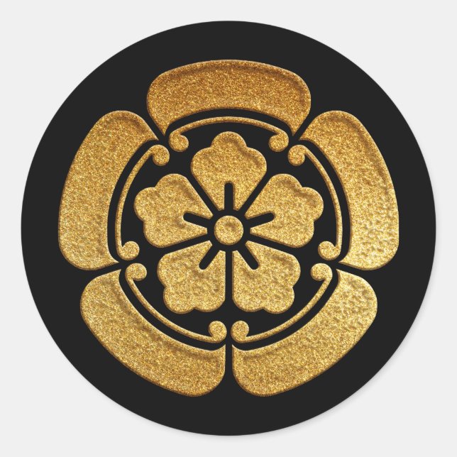 Oda Kamon Gokani Karahana in Gold Classic Round Sticker (Front)